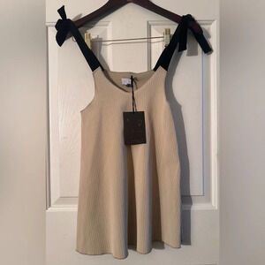 KLAI 4 Rib Faux Leather Jumper Stone Tank Top Black Velvet Straps Whimsigoth NEW